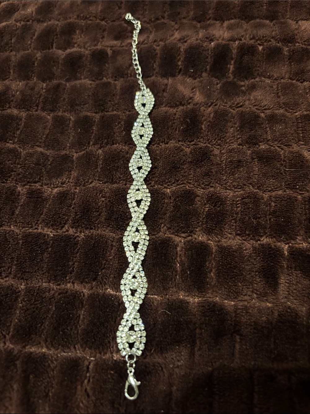 Fashion Jewelry Silver Crystal Intertwined Link Bracelet